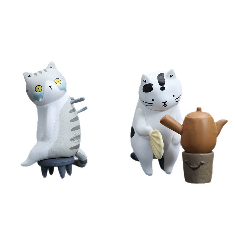 6 фигурок Китайского музея боевых искусств, китайская мода, Blind Box, кошачья леди, декор, голова аккупунктура, калико кот модель украшения