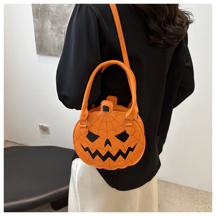 Single Shoulder Strap Strap Type Crossbody Bag Bags Type Casual, Daily Occasion Pu Leather Material Halloween Women's Pu Leather Pumpkin Vintage Style Classic Style Round Zipper Crossbody Bag
