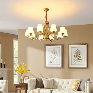 All-Copper Living Room Chandelier, American Simple Dining Room Lamp, Dining Room Lamp, Atmospheric Home Study Lamp, Bedroom Lamp, Room Lamp