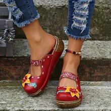 N 35640 Ethnic Floral Mule Sandals ����绨����Ь �羳����