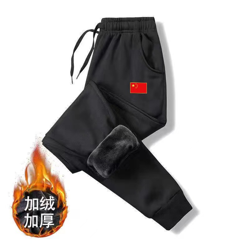 Otoño e invierno pantalones forrados de lana pantalones casuales de los hombres Pantalones deportivos de moda de los hombres pantalones cortos harén tobillo-atado pantalones de estudiante de los hombres