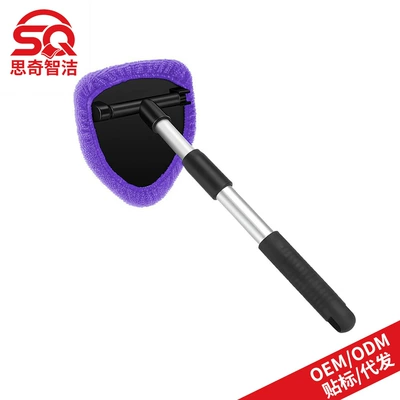 Cleaning Brush Microfiber Cloth | Car cleaning tools - 1-pentagonal-plastic-piece-1-purple-cloth-cover