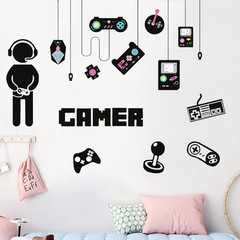 新款遊戲機手柄小人GAMER自粘牆貼畫客廳臥室走廊裝飾壁畫 KSA-34