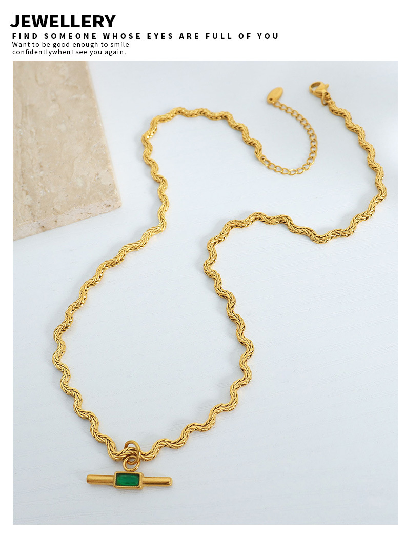 IG Style, Simple Style Style Plating, Inlay Craft Ig Style Simple Style Geometric Titanium Steel Brass Plating Inlay Glass Pendant Necklace