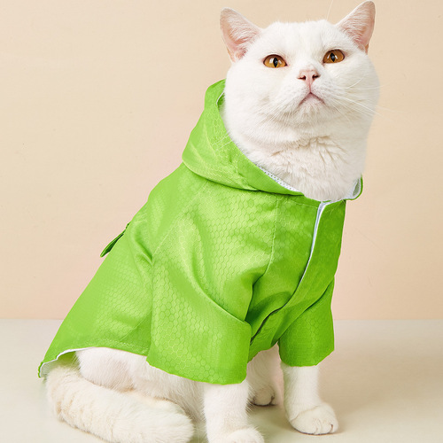 Cross-border exclusive pet raincoat with reflective strips for cats and dogs, nighttime reflective cats and dogs raincoat, Teddy dog raincoat, factory wholesale