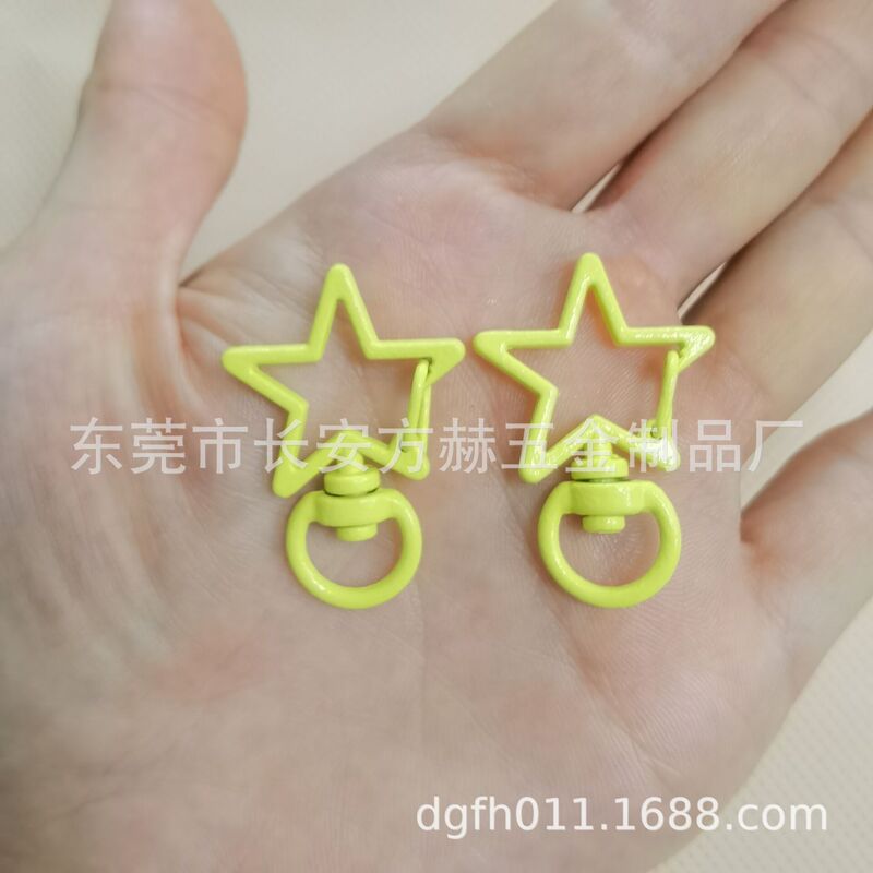 Diyアクセサリーのキーホルダーカラー塗装金属犬ボタン五角星形マスクチェーンキャンディー色キーホルダー|undefined