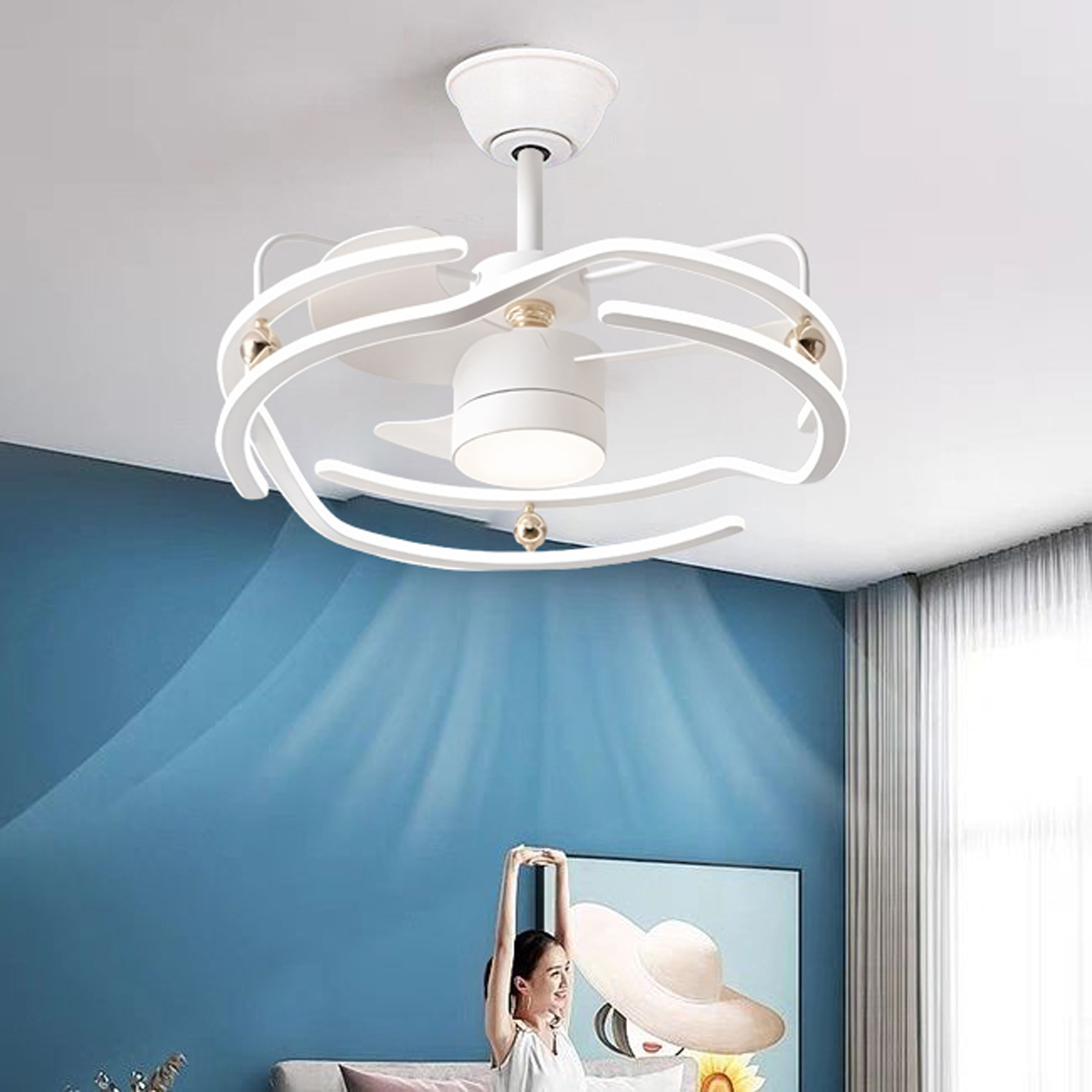 Comedor en una lámpara de ventilador de habitación moderna y simple lámpara de ventilador de techo 2026 nueva lámpara de ventilador de Zhongshan 703L image 3