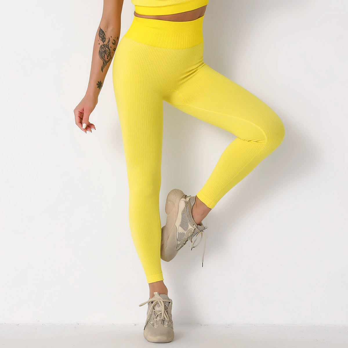 black leggings CHRLEISURE Seamless Leggings Women Stripe Ribbed Women Leggings Fitness High Waist Legging Sport Women Gym leggins ribbed leggings