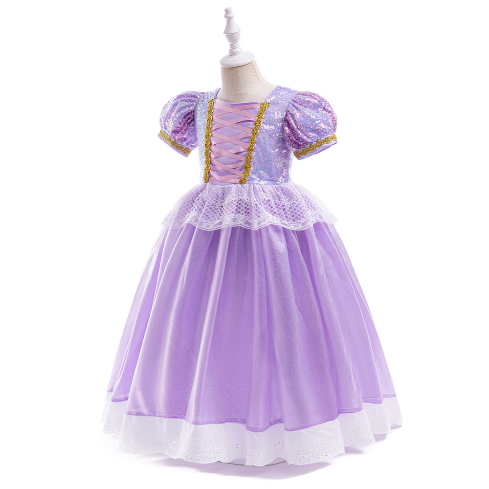 Amazon Cosplay vestido de princesa de pelo largo europeo y americano nuevo vestido de las niñas danza fiesta rendimiento ropa