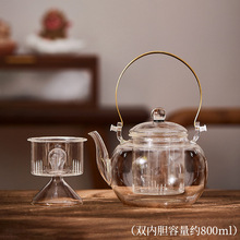 定制玻璃煮茶壺銅把星空玻璃提梁壺電陶爐燒水壺煮茶器煮茶爐套裝