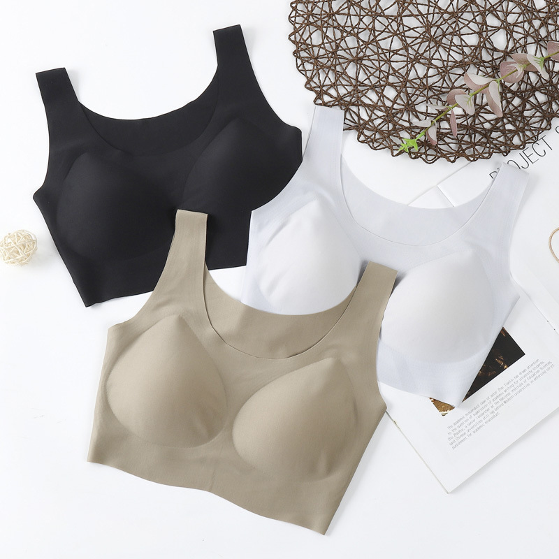 Thailand Latex Traceless Underwear One-piece Sports Rimless Push-up Sleeping Breathable Vest-style Beauty Back Bra