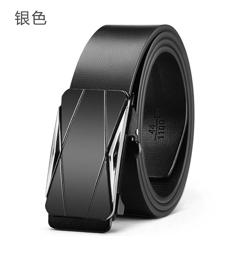New foreign trade cross-border best-selling seamless alloy automatic buckle two-layer genuine cowhide men's belt in stock