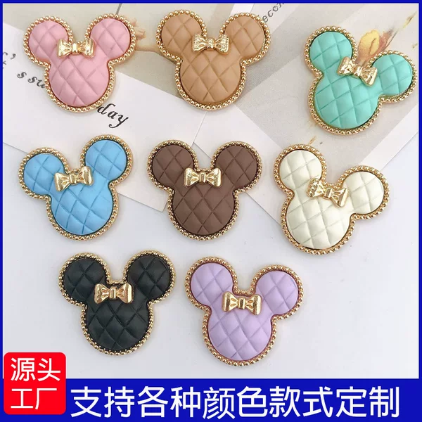 Alloy Electroplated Spray-Painted Mickey Bow Phone Case Keychain Back Sticker DIY Accessories Fresh and Sweet