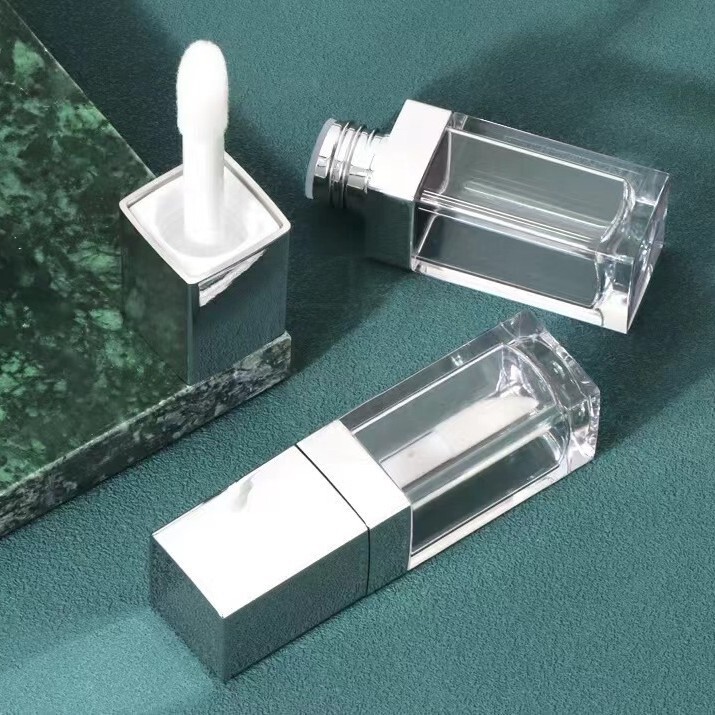 In stock large brush Rod lip gloss tube Muzi brush head square silver lip glaze empty tube sub-bottle lipstick tube wholesale 8ML
