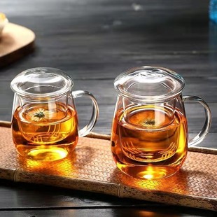 Гриб -три -кусок чай отделен от высокотемпературного стеклянного чая, стеклянный ремешок с высоким боросиликоном, ручная галстук, утечка чая