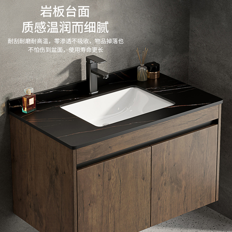 Nuevo gabinete de baño de color nuez comercio exterior cerámica todo en un lavabo lavabo lavabo lavabo de baño inteligente pequeño tipo