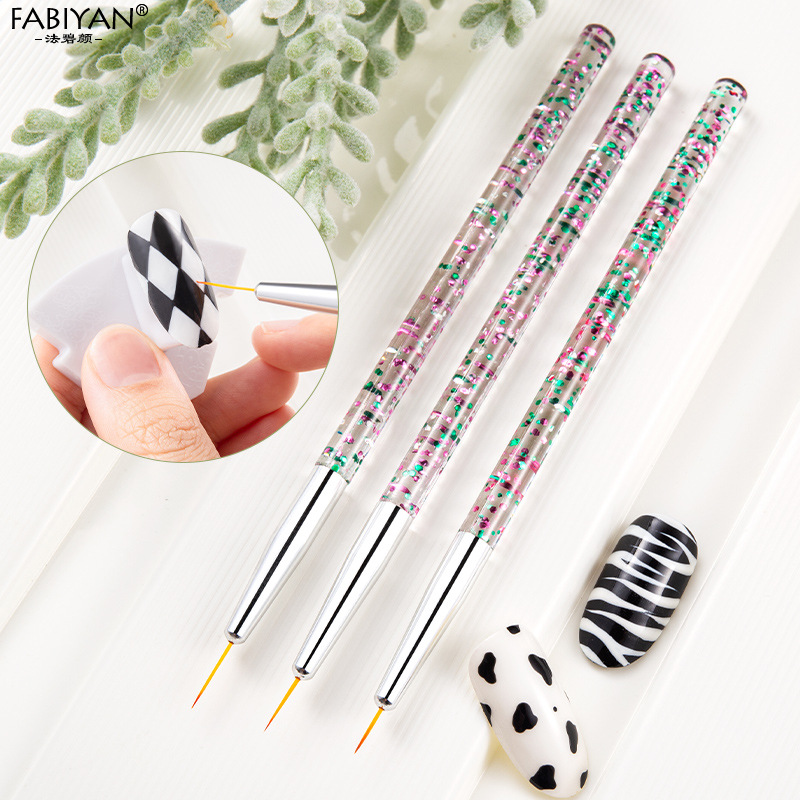 Fabiyan pluma de dibujo 3 piezas traje cepillo de uñas acrílico Cristal Tallado fototerapia gancho línea pluma dibujo pluma