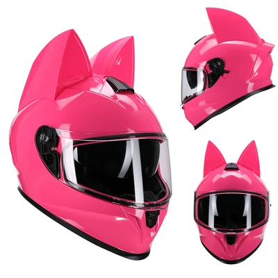 Motosiklet kaskı (dəbilqə), Helmet - pink-cat-clear-lenses-s50-53cm