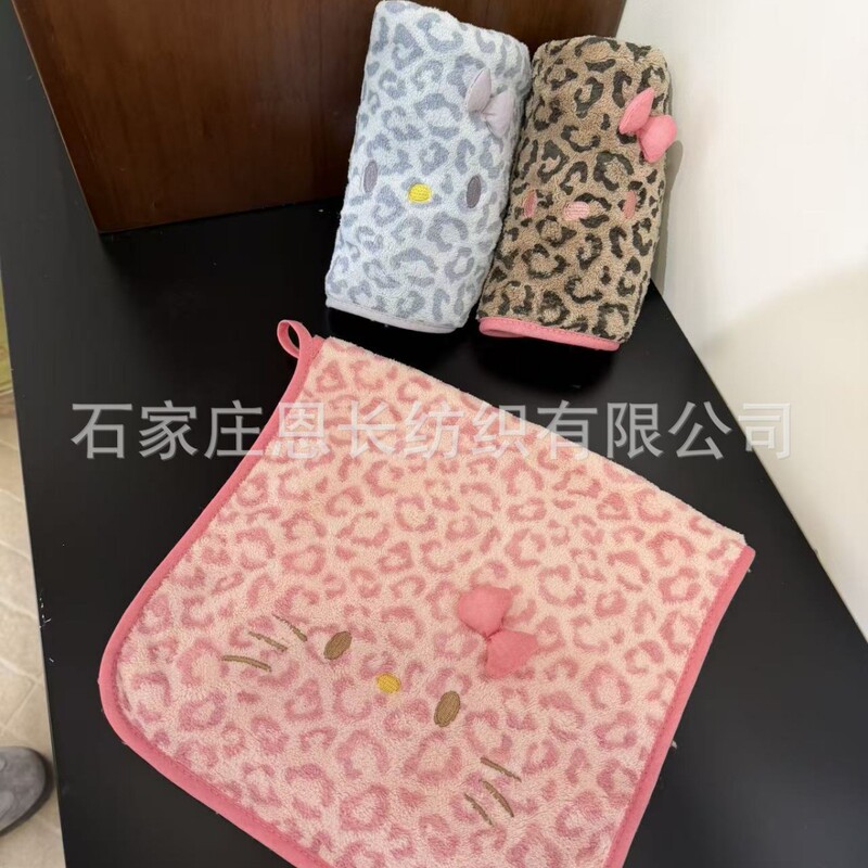 25×50cm Coral Velvet Kidsren's Towel Household Soft Towel Absorbent Baby Bath Towel Leopard Print Towel