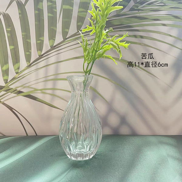 Retro light luxury relief transparent French mini glass vase living…