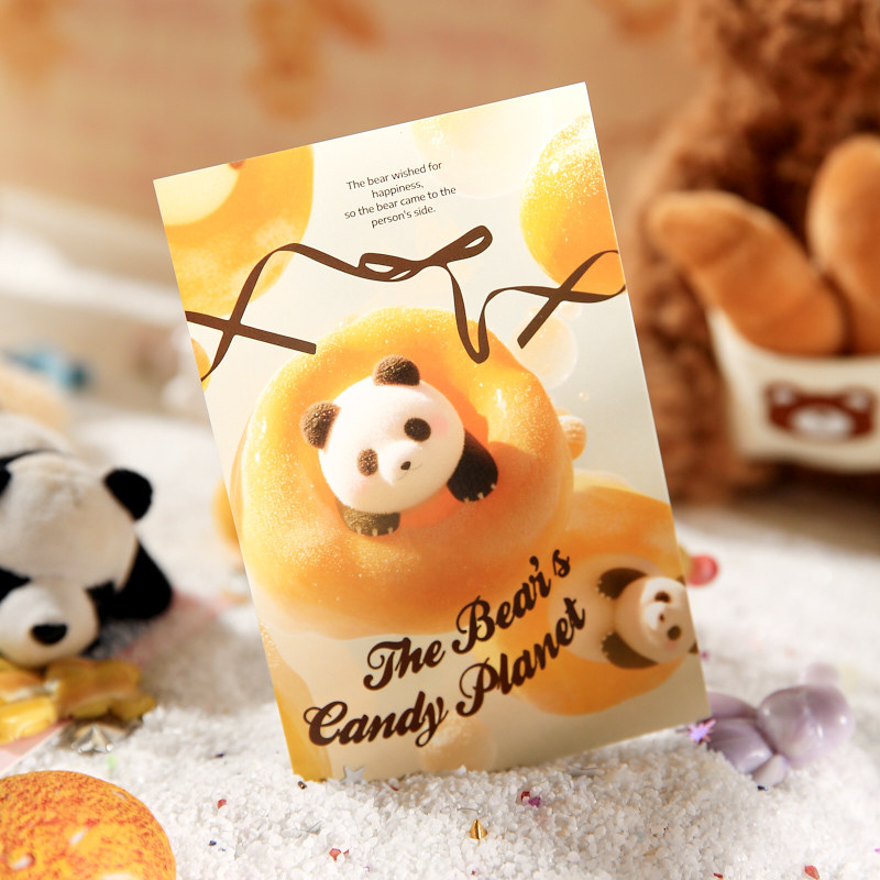 Mr. Paper Postales en caja Little Bear's Gomile Planet Series Lindas mascotas Advanced Advanced Cards Decoración de la cuenta de mano