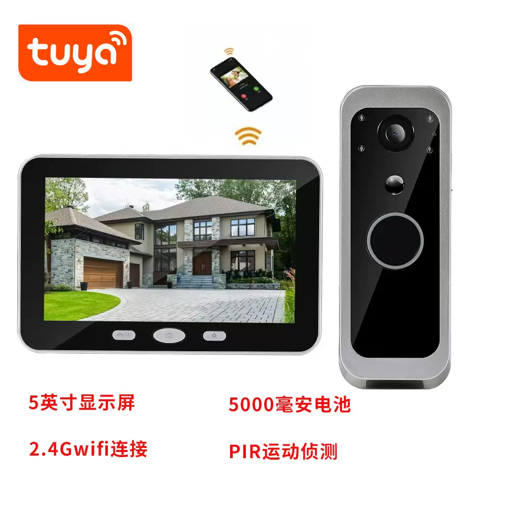 涂鸦智能有线/无线wifi远程可视对讲别带屏墅门铃高清夜视摄像头