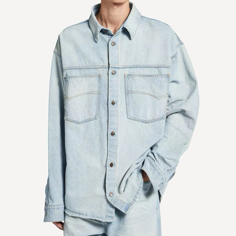 2026 Spring and Autumn New Parisian Fashion Brand Pocket Logo Long Sleeve Jacket, Comfortable and Versatile for Everyday Wear, Unisex Denim Shirt