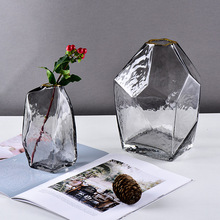 金边异形轻奢简约现代玻璃花瓶客厅摆件创意礼品插花水培装饰品