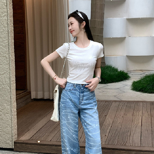 260g rayon [Da Wang Zuan Zuan T] short-sleeved t-shirt for petite women, white wool, summer base shirt