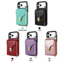 跨境适用iPhone17/16五金拉链卡包三星S25U插卡翻盖名媛斜跨皮套