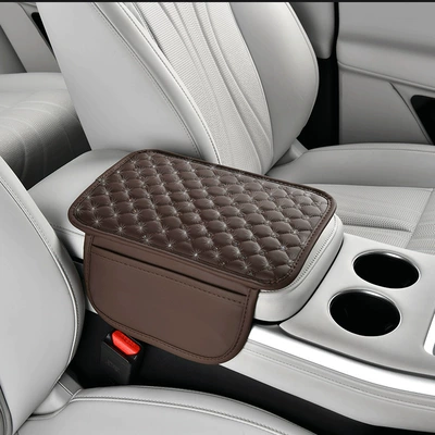 Height-Increasing Armrest Box Pad, Armrest box pad - gypsophila-thin-style-coffee-color