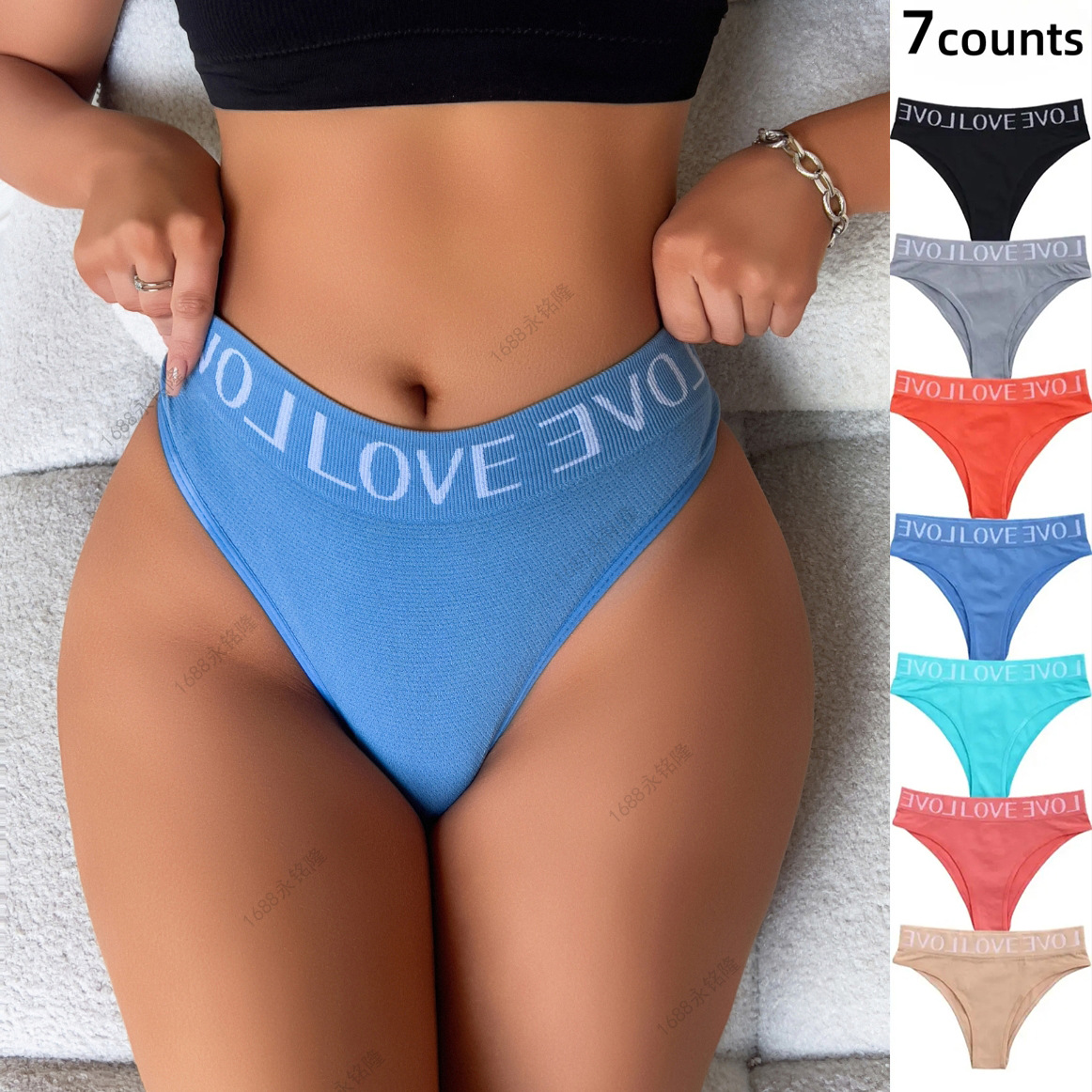 Cross-Border European and American Sports Style Underwear for Women, Pure Cotton Crotch, Breathable, Comfortable, Butt-Lifting, Sexy Letters, Low-Waist Seamless Briefs