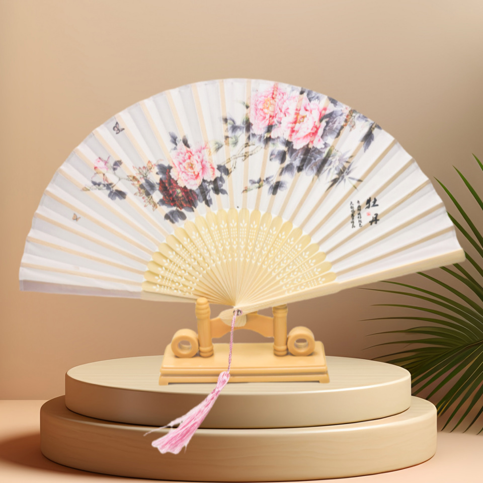 Ventilador plegable chino antiguo ventilador de seda de mujer ventilador plegable de estilo chino ventilador de mujer Hanbok bambú clásico pequeño ventilador danza