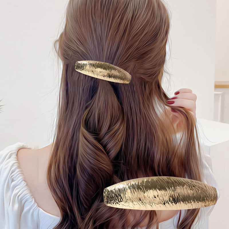 Europe and the United States cross-border alloy hair clip geometric rectangular wire drawing spring hair clip back head temperament foreign trade hair accessories wholesale