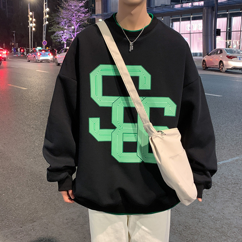 Klein azul chaqueta de hombre cuello redondo suelto in ropa de moda primavera y otoño falso dos camisas de manga larga