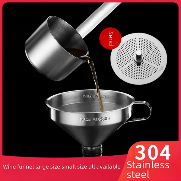 Hongjun Da 304 Stainless Steel Wine Funnel, Multiple Specifications, Soy Sauce Measuring Spoon, Hook, Wine Strainer, Oil Funnel, Wine Spoon