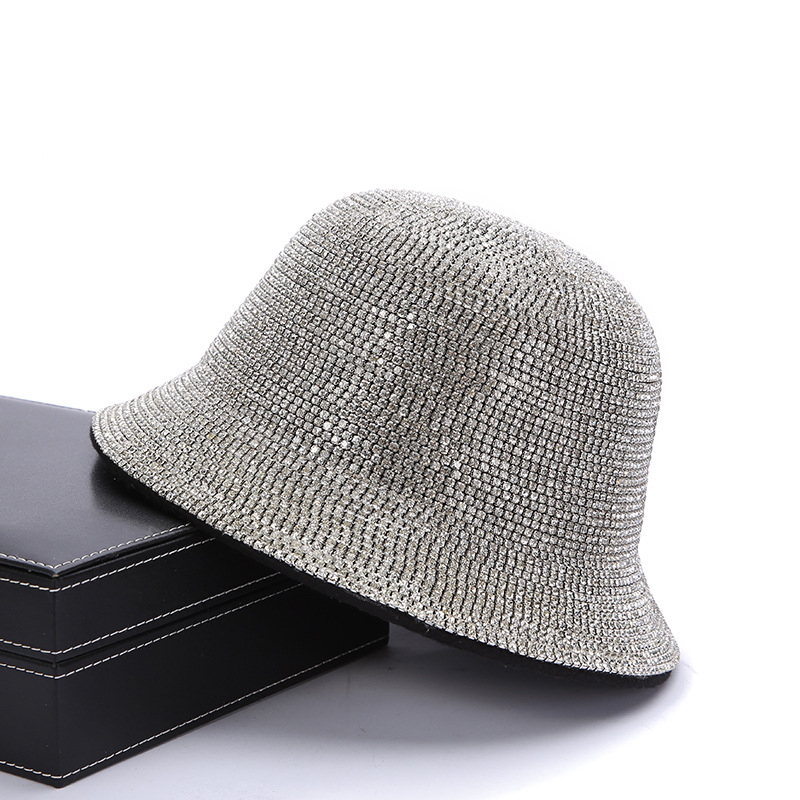 Nuevo sombrero de pescador retro europeo y americano de gama alta rhinestone cuenca sombrero de verano de las mujeres sombrero de sol rendimiento de moda sombrero transfronterizo