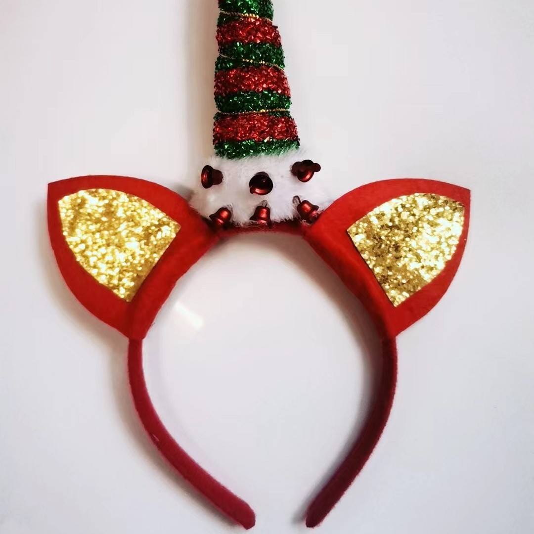 Venta caliente árbol de Navidad unicornio tocado Navidad fiesta de vacaciones vestido lindo diadema directo de fábrica de Navidad