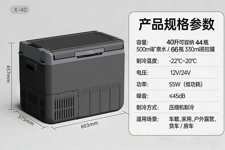 Qixuan Large-Capacity Rv Truck Outdoor Camping Compressor Car Refrigerator Cooler Small Freezer Box for Home Use