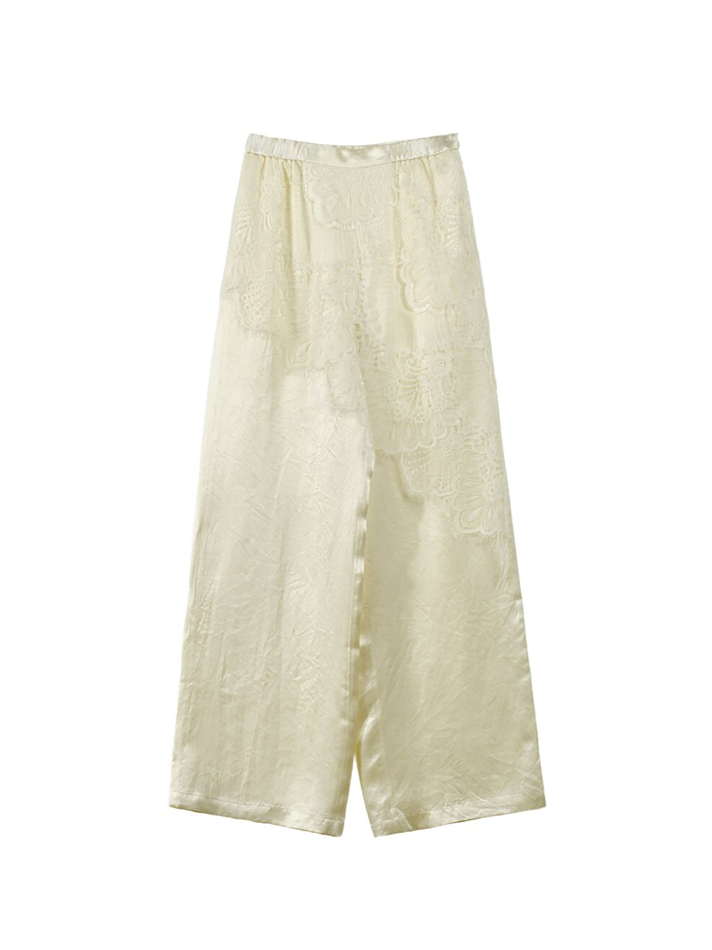 Quần culottes ống rộng ren phối layer phong cách quốc phong mới hè — màu đen, màu hồng, màu trắng, màu xám chi tiết 4