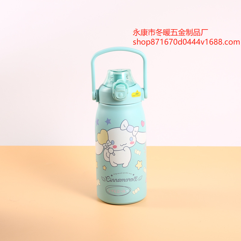 Cruzar la frontera caliente de gran capacidad olla grande de acero inoxidable taza de aislamiento elástico tapa olla portátil con paja taza de agua al aire libre