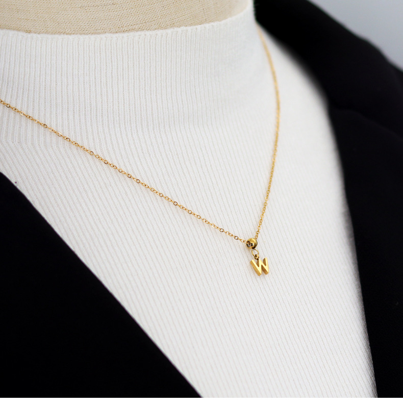 Letter Pattern Stainless Steel 18K Gold Plated Simple Style Plating Letter Pendant Necklace
