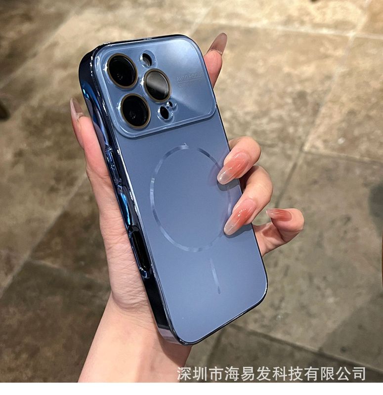 iPhone16電気メッキ大型ウィンドウ携帯電話ケースAGナノつや消しApple 15Promaxファインサークル磁気吸引ケースに適しています。|undefined