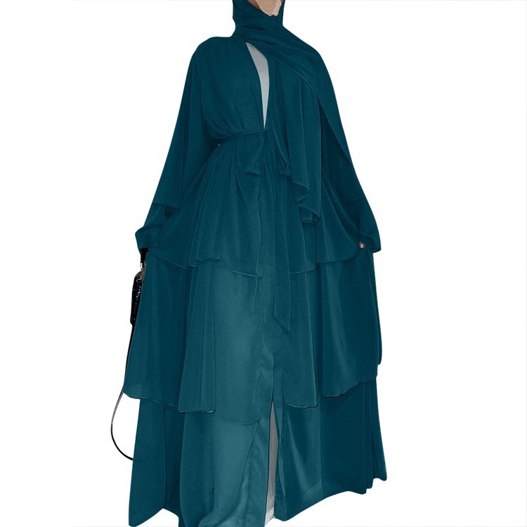 Cross-border Women's Clothing European And American Fashion Middle Eastern Style Spliced Three-layer Chiffon_ecoleips.com