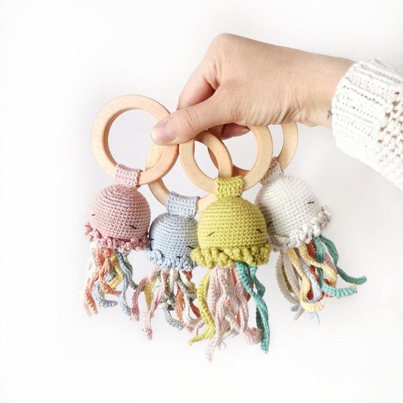 Cross Border Crochet Jellyfish Animal Rattle Baby Doll Baby Soothing Toy Bite Crochet Toy Cross Border Crochet Jellyfish Animal Rattle Baby Doll Baby Soothing Toy Bite Crochet Toy
