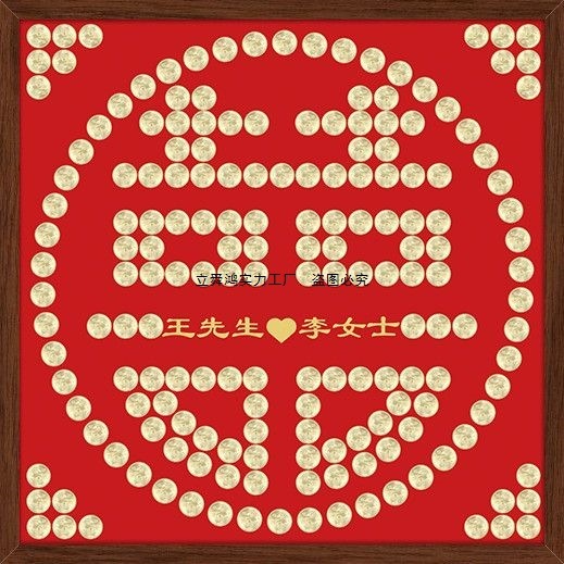 2024结婚礼物喜字硬币相框百喜图手工模板闺蜜新娘五毛钱5成品订|undefined