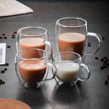 帶把咖啡杯雙層耐熱玻璃杯創意隔熱水杯子冷飲牛奶杯果汁杯馬克杯