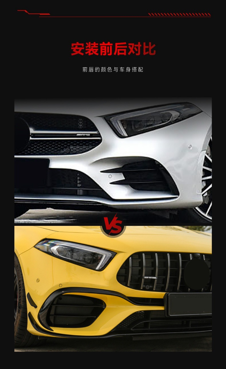 Suitable for 2018-2023 Mercedes-Benz A-Class W177 A45 Amg Special Front Air Knife Aerodynamic Sports Kit Modification Parts