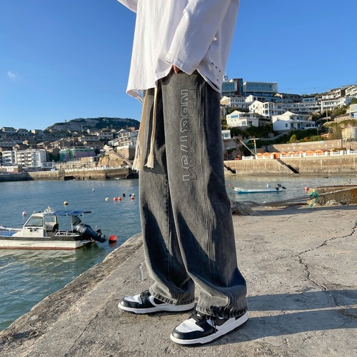 Men's Loose American Style Trousers for High School and Junior High Students - Newtang Drawstring Jeans