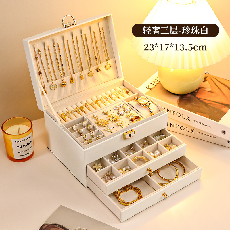卸売ジュエリーボックス、イヤリング、イヤリング、ネックレス、リング、高級で絶妙な大容量のゴールドジュエリー、ハンドジュエリー収集|undefined